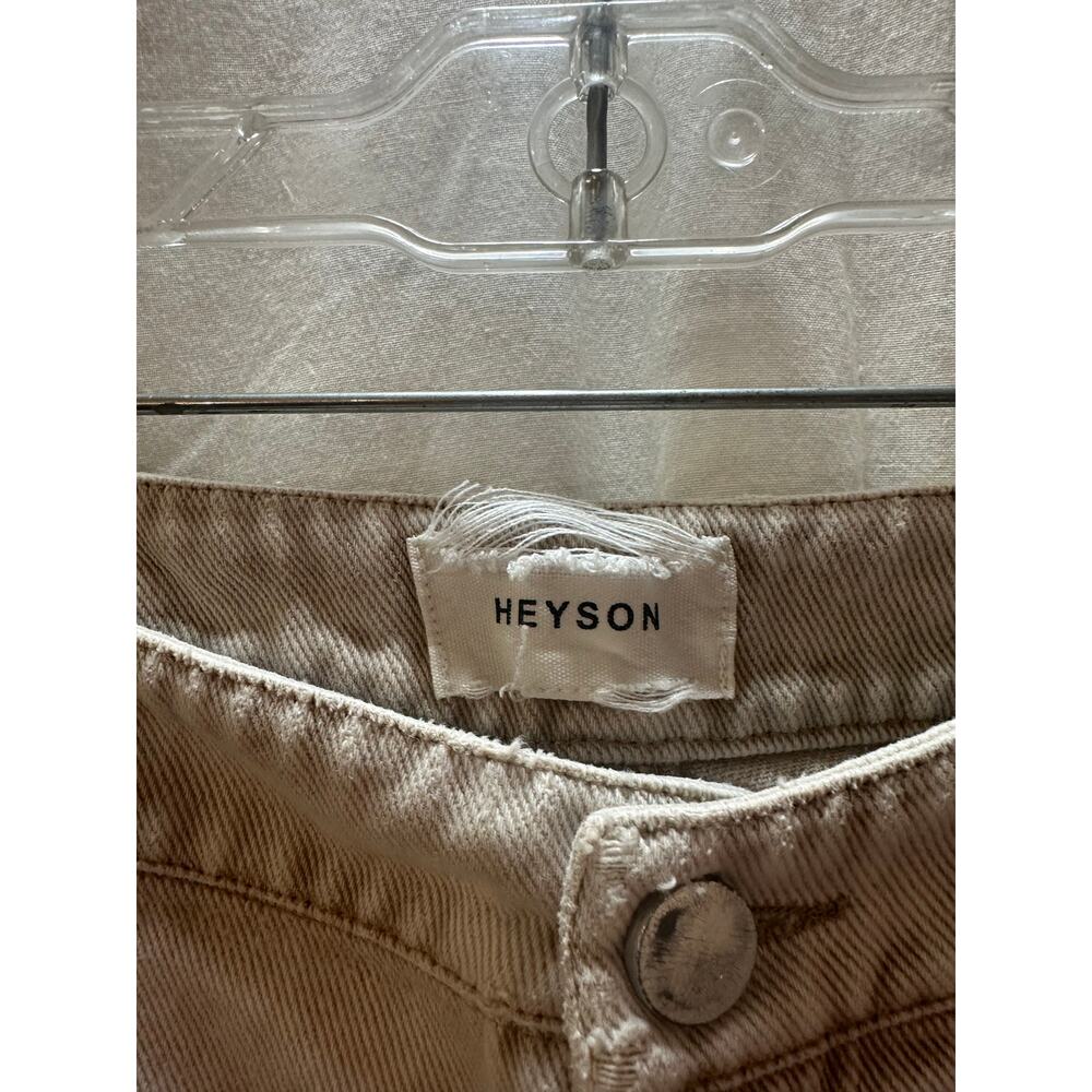 Heyson Barrel Jeans Size Large Beige High Rise Cropped Wide Leg Cotton - Picture 2 of 5